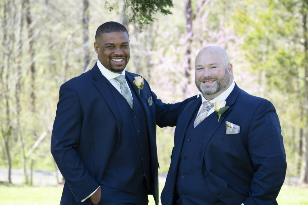 Craig and his best man with advice for the groom on his wedding day